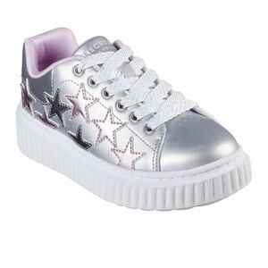 NWOB SKechers Silver Sneaker with Star Accents Sneakers Tennis Shoes Size 3.5